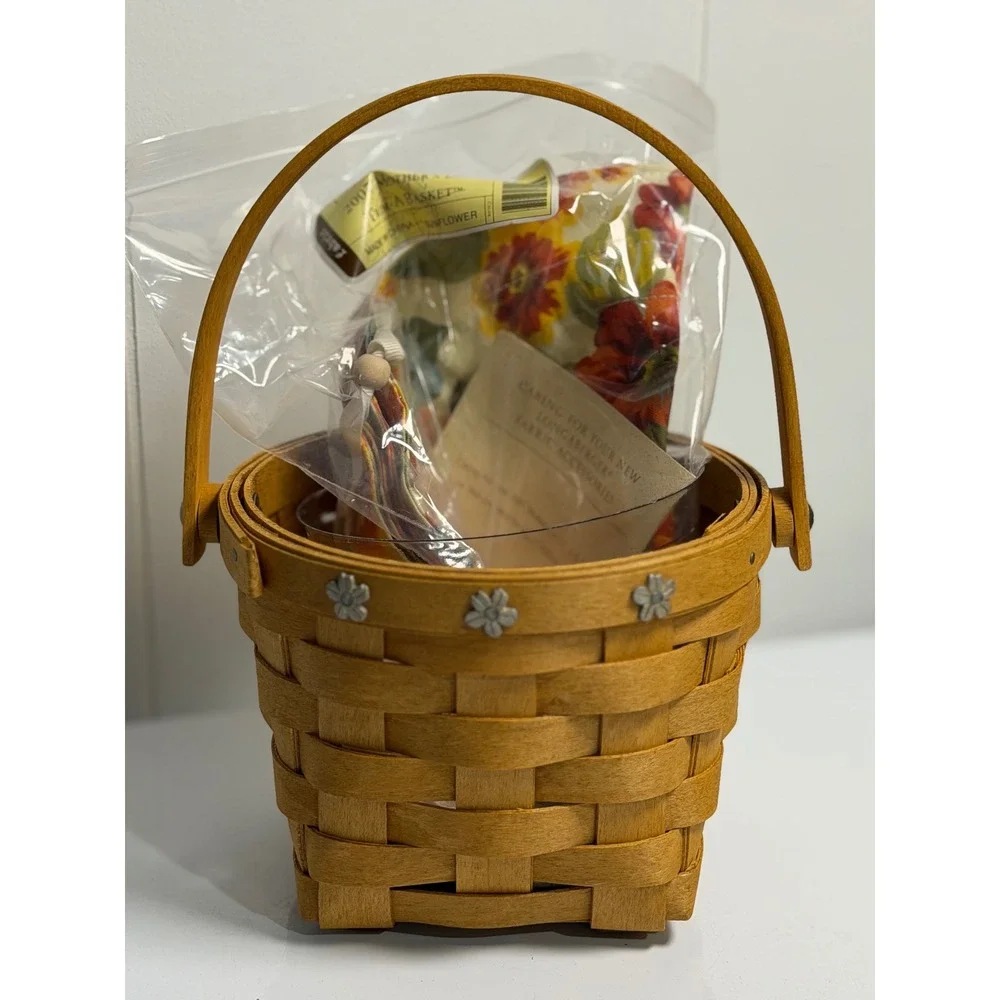 Longaberger Basket 2007 Mother's‎ Day Trim-A-Basket Brown Sunflower Floral Liner